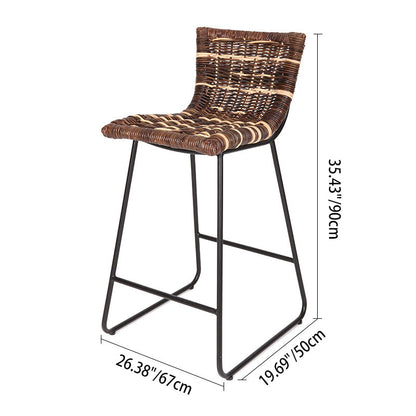 Farmhouse Rattan Bar Stool - Easy-Maneuver Rattan Cool Seating Bar Dining Stool For Dining Room & Kitchen