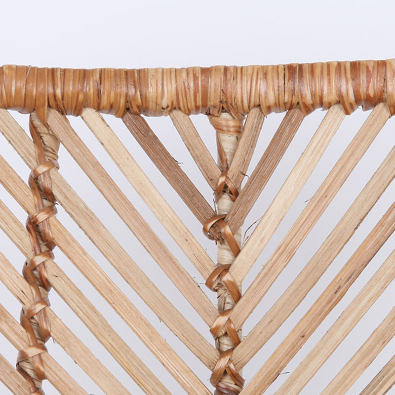 Coastal Rattan Dining Chair - Hand-Woven Feather-Leaf Texture & Iron Frame Chair For Dining Room & Kitchen