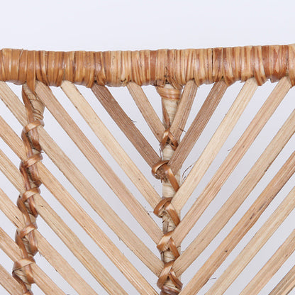 Coastal Rattan Dining Chair - Hand-Woven Feather-Leaf Texture & Iron Frame Chair For Dining Room & Kitchen