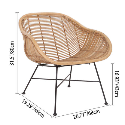 Durable Rattan & Iron Frame Armchair - Lightweight Versatile Chair For Garden