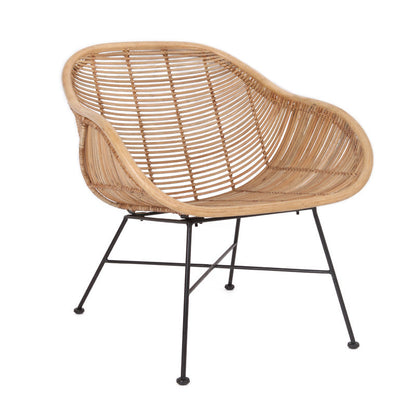 Durable Rattan & Iron Frame Armchair - Lightweight Versatile Chair For Garden