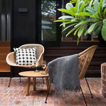 Durable Rattan & Iron Frame Armchair - Lightweight Versatile Chair For Garden