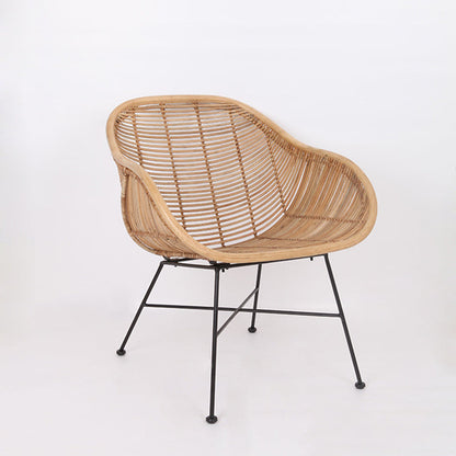 Durable Rattan & Iron Frame Armchair - Lightweight Versatile Chair For Garden