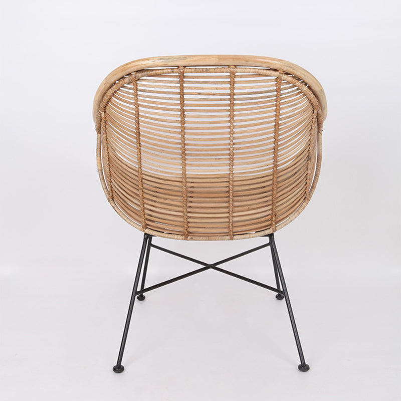 Durable Rattan & Iron Frame Armchair - Lightweight Versatile Chair For Garden