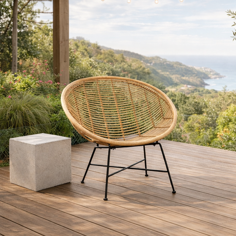 Circular Wrap-Around Rattan Chair - Ergonomic Comfort Hand-Woven & Breathable Chair For Garden