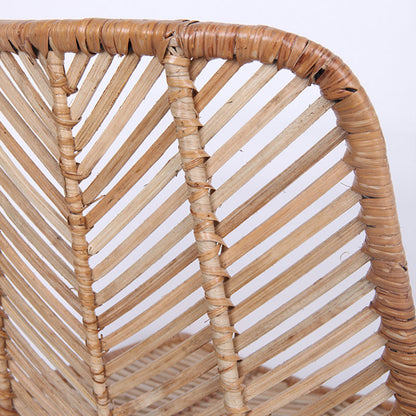 Boho-Style Rattan Weaving Bar Stool - Stable Support Airy Texture Backrest Stool For Dining Room & Kitchen