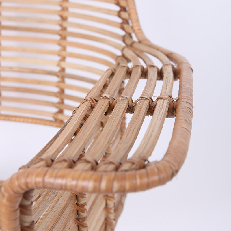 Lightweight Rattan Armchair - Breathable Hand-Woven Chair Backrest Armrest For Living Room