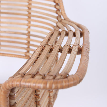 Lightweight Rattan Armchair - Breathable Hand-Woven Chair Backrest Armrest For Living Room