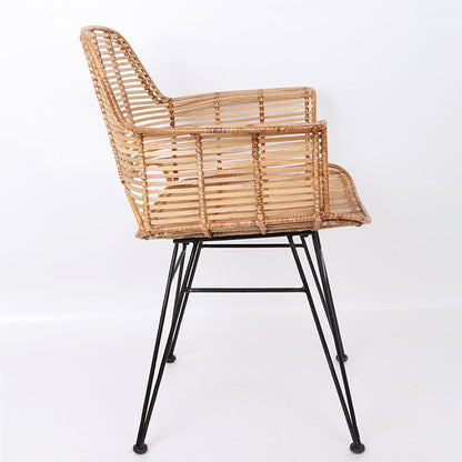 Lightweight Rattan Armchair - Breathable Hand-Woven Chair Backrest Armrest For Living Room