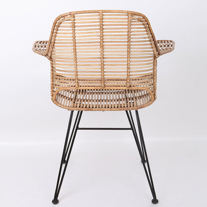 Lightweight Rattan Armchair - Breathable Hand-Woven Chair Backrest Armrest For Living Room