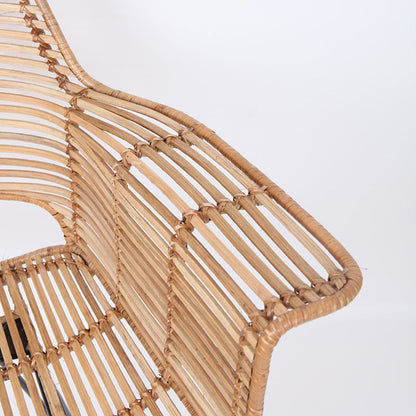 Lightweight Rattan Armchair - Breathable Hand-Woven Chair Backrest Armrest For Living Room