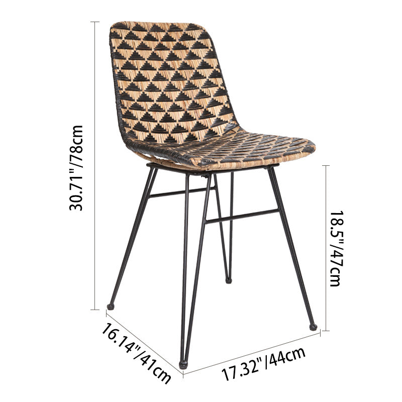 Bohemian Geometric Rattan Dining Chair - Lightweight Hand-Woven Rattan Chair For Dining Room & Kitchen