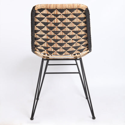 Bohemian Geometric Rattan Dining Chair - Lightweight Hand-Woven Rattan Chair For Dining Room & Kitchen