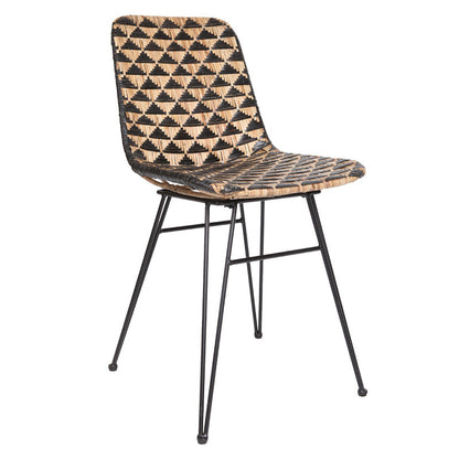 Bohemian Geometric Rattan Dining Chair - Lightweight Hand-Woven Rattan Chair For Dining Room & Kitchen