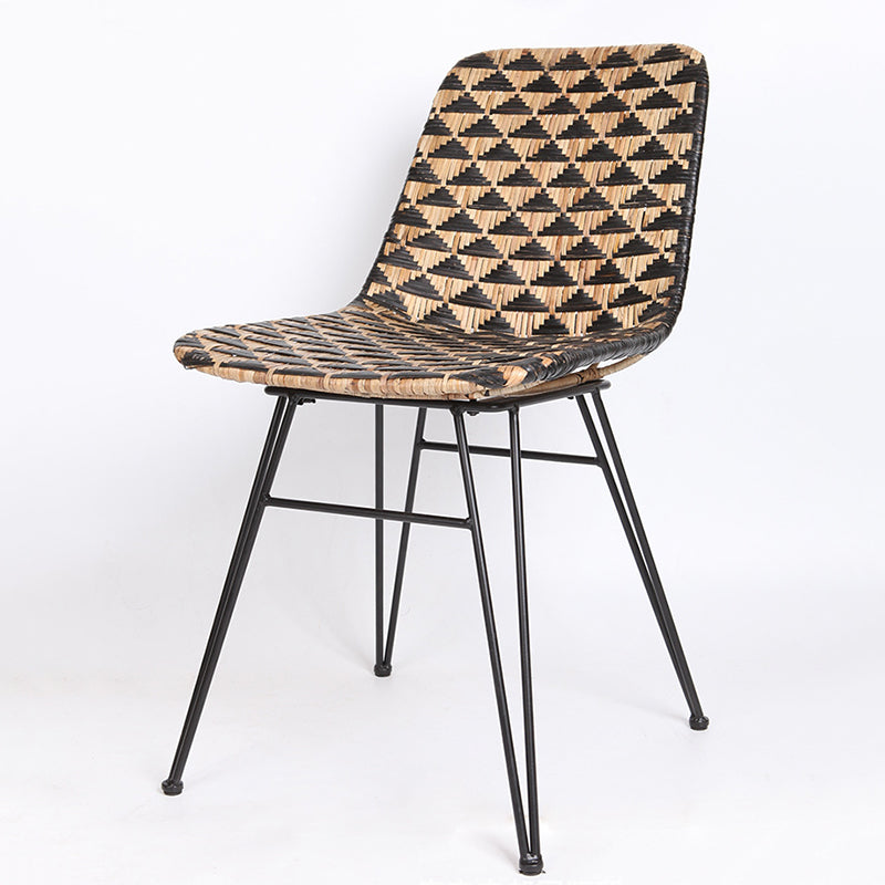 Bohemian Geometric Rattan Dining Chair - Lightweight Hand-Woven Rattan Chair For Dining Room & Kitchen