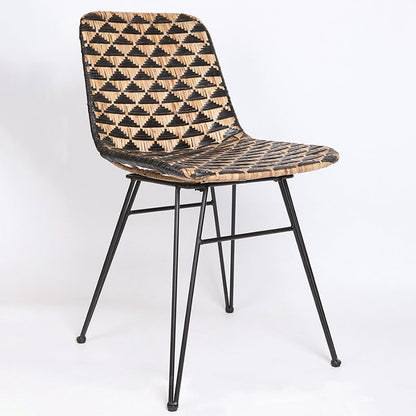Bohemian Geometric Rattan Dining Chair - Lightweight Hand-Woven Rattan Chair For Dining Room & Kitchen