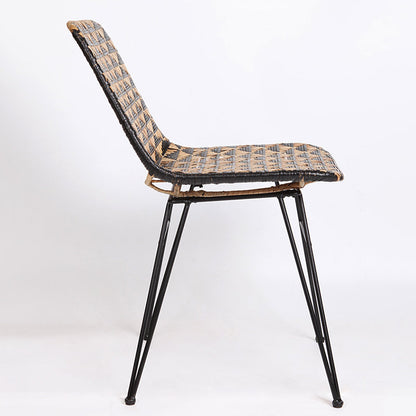Bohemian Geometric Rattan Dining Chair - Lightweight Hand-Woven Rattan Chair For Dining Room & Kitchen