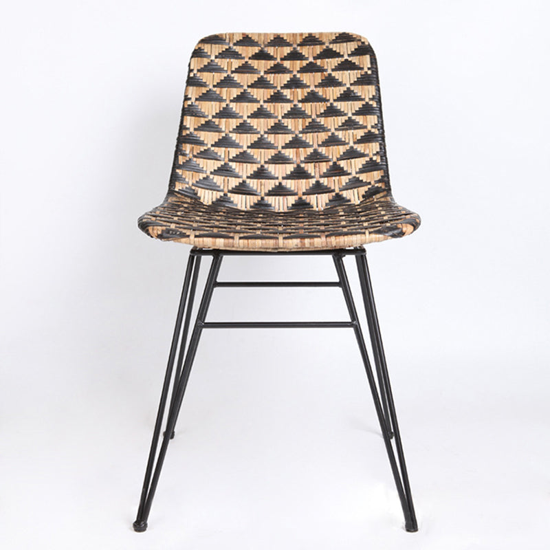 Bohemian Geometric Rattan Dining Chair - Lightweight Hand-Woven Rattan Chair For Dining Room & Kitchen