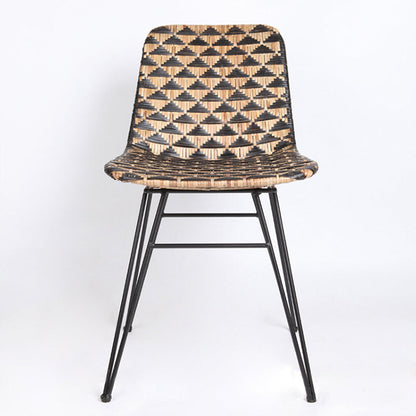 Bohemian Geometric Rattan Dining Chair - Lightweight Hand-Woven Rattan Chair For Dining Room & Kitchen