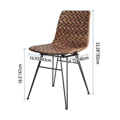 Breathable Rattan Weaving Dining Chair - Scandinavian Geometric Pattern Chair For Dining Room & Kitchen