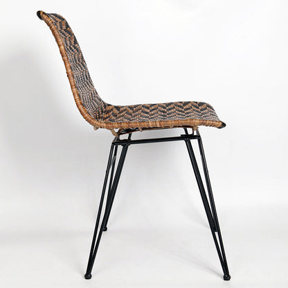 Breathable Rattan Weaving Dining Chair - Scandinavian Geometric Pattern Chair For Dining Room & Kitchen