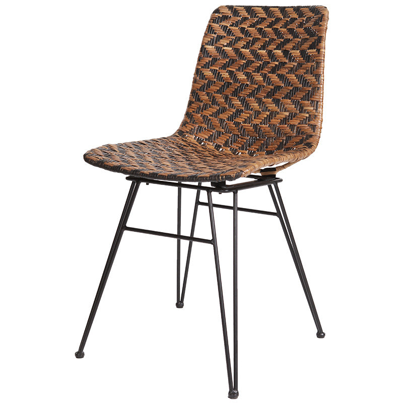 Breathable Rattan Weaving Dining Chair - Scandinavian Geometric Pattern Chair For Dining Room & Kitchen