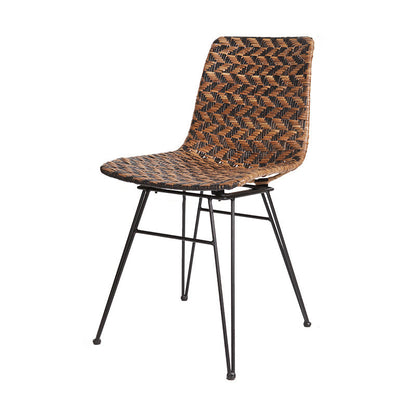 Breathable Rattan Weaving Dining Chair - Scandinavian Geometric Pattern Chair For Dining Room & Kitchen