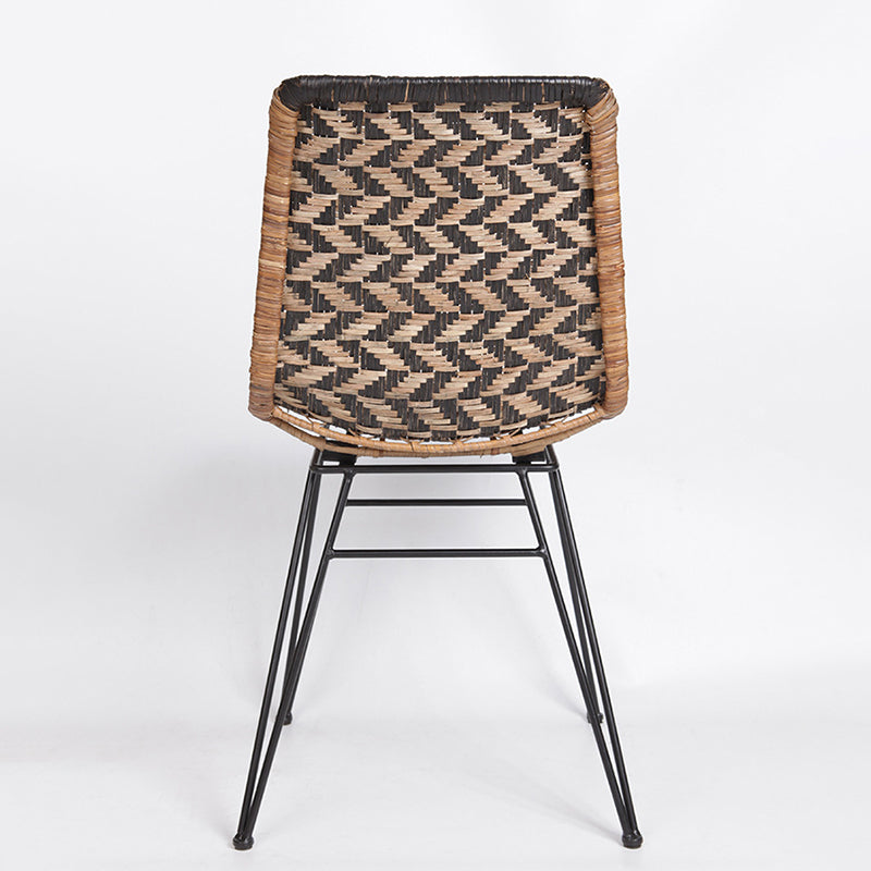 Breathable Rattan Weaving Dining Chair - Scandinavian Geometric Pattern Chair For Dining Room & Kitchen