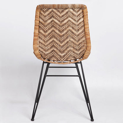 Rust-Proof Iron Frame Dining Chair - Lightweight Hand-Woven Rattan Weaving Chair For Dining Room