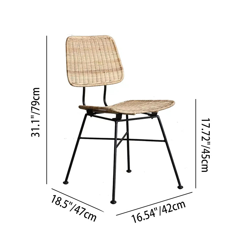 Sleek Minimalist Iron Frame Chair - Hand-Woven Breathable Rattan Dining Chair For Dining Room & Kitchen