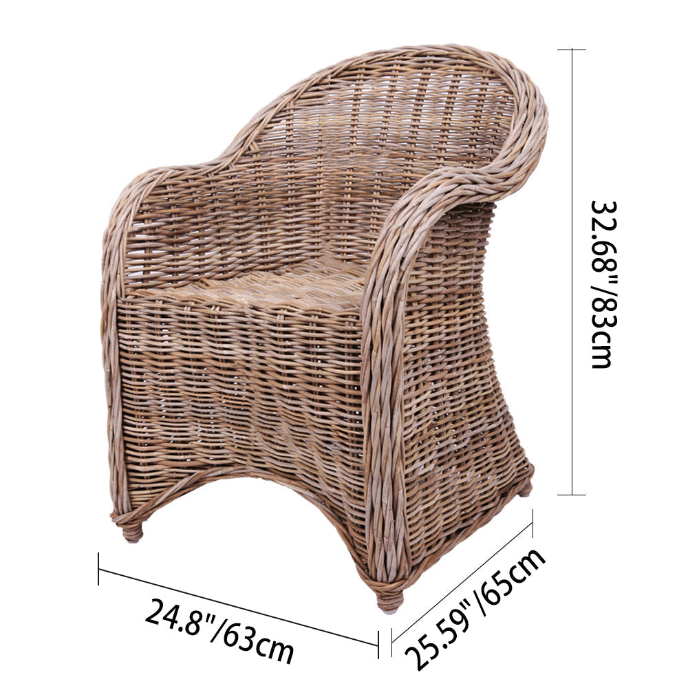 Premium Rattan Weaving Chair - Whimsical Curves Hand-Woven Bohemian Dining Chair For Dining Room & Garden