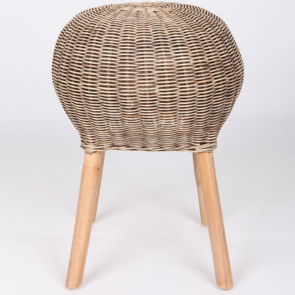 Traditional Chinese Natural Rattan Shoe Bench - Drum Handmade Shoe Stool For Living Room