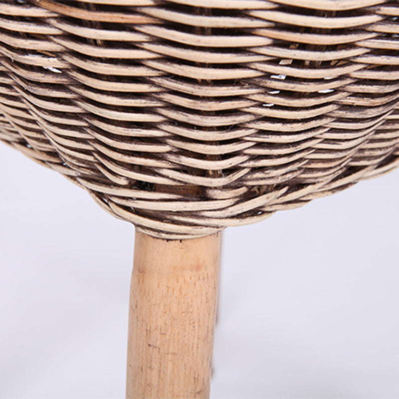 Traditional Chinese Natural Rattan Shoe Bench - Drum Handmade Shoe Stool For Living Room
