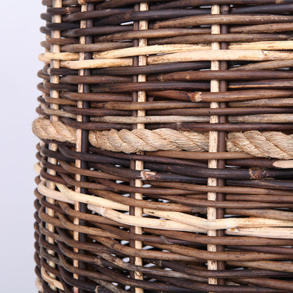 Rustic Teak & Rattan Weaving Bar Table - Dual-Material Durability & Natural Charm Table For Dining Room & Kitchen