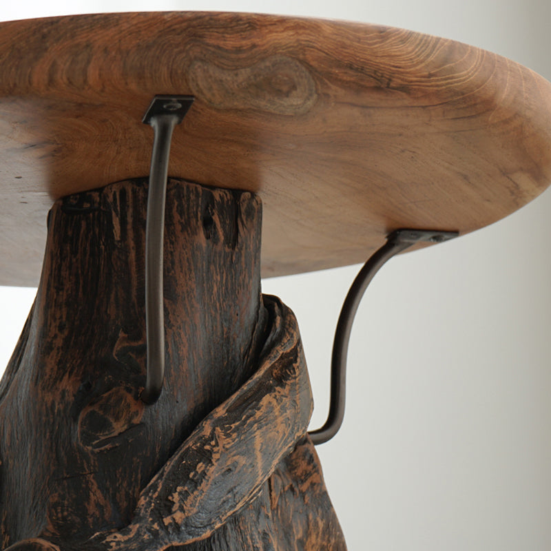 Traditional Chinese Natural Teak Wood Side Table - Hand-Carved Coffee Table For Living Room