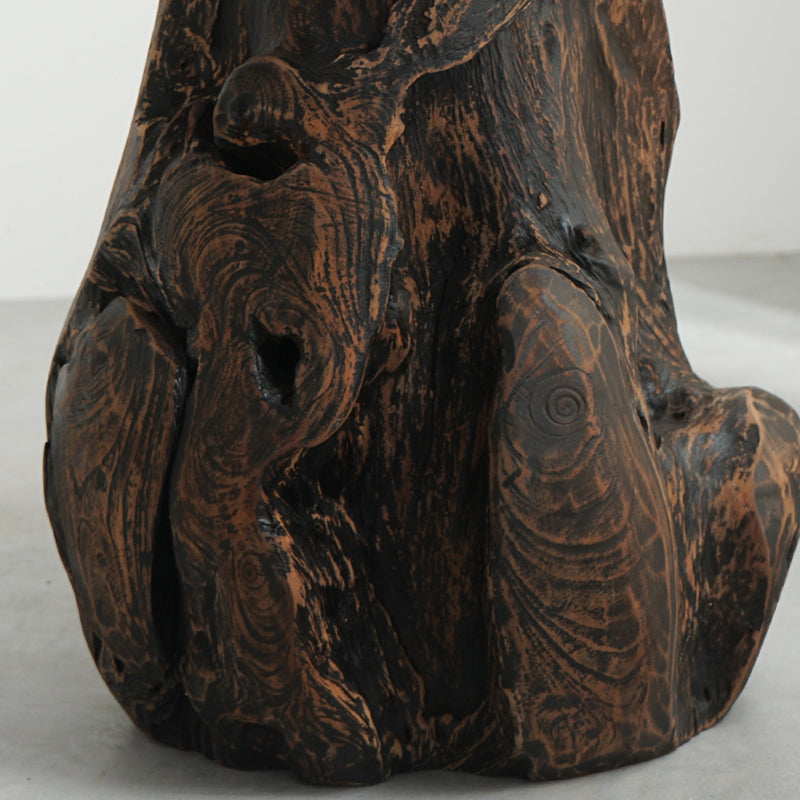 Traditional Chinese Natural Teak Wood Side Table - Hand-Carved Coffee Table For Living Room