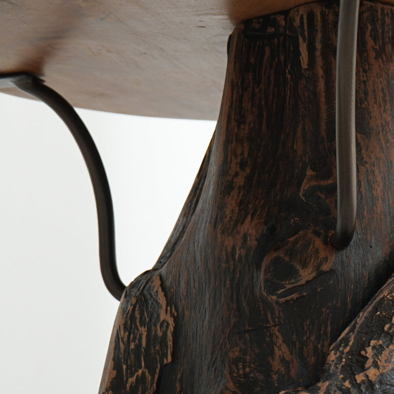 Traditional Chinese Natural Teak Wood Side Table - Hand-Carved Coffee Table For Living Room