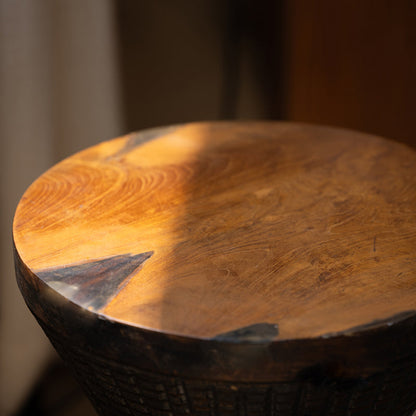 Traditional Sculptural Hourglass Coffee Table - Teak Wood Handmade Statement End Table For Living Room