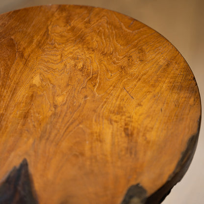 Traditional Sculptural Hourglass Coffee Table - Teak Wood Handmade Statement End Table For Living Room