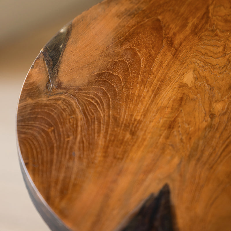 Traditional Sculptural Hourglass Coffee Table - Teak Wood Handmade Statement End Table For Living Room