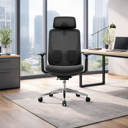 Modern Minimalist Ergonomic High-Back Office Chair - Adjustable Headrest & Lumbar Support Breathable Mesh Desk Chair For Home Office
