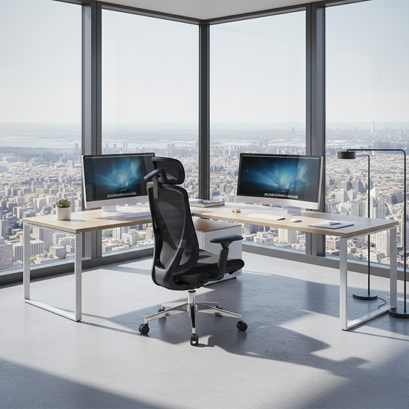 Modern Minimalist Ergonomic High-Back Office Chair - Adjustable Headrest & Lumbar Support Breathable Mesh Desk Chair For Home Office
