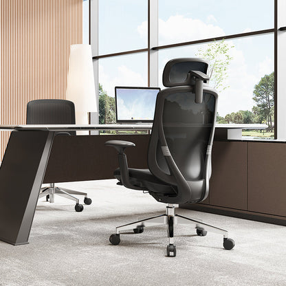 Modern Minimalist Ergonomic High-Back Office Chair - Adjustable Headrest & Lumbar Support Breathable Mesh Desk Chair For Home Office