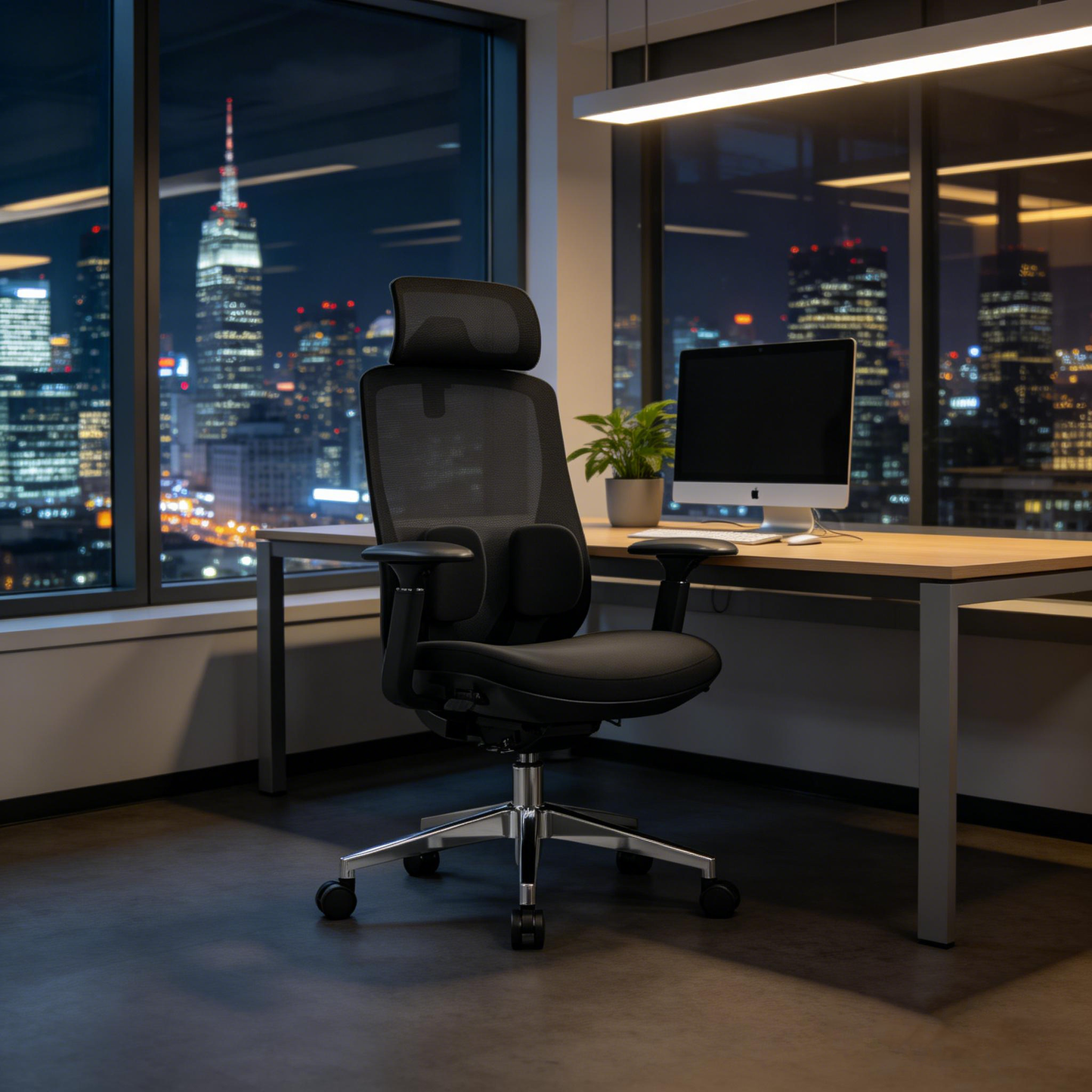 Modern Minimalist Ergonomic High-Back Office Chair - Adjustable Headrest & Lumbar Support Breathable Mesh Desk Chair For Home Office