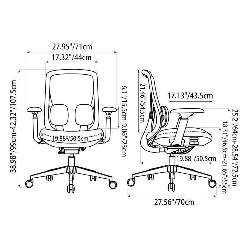 Long-Hour Comfort Ergonomic Office Chair - High-Resilience Seat Silent Casters & Aluminum Base Desk Chair For Home Office