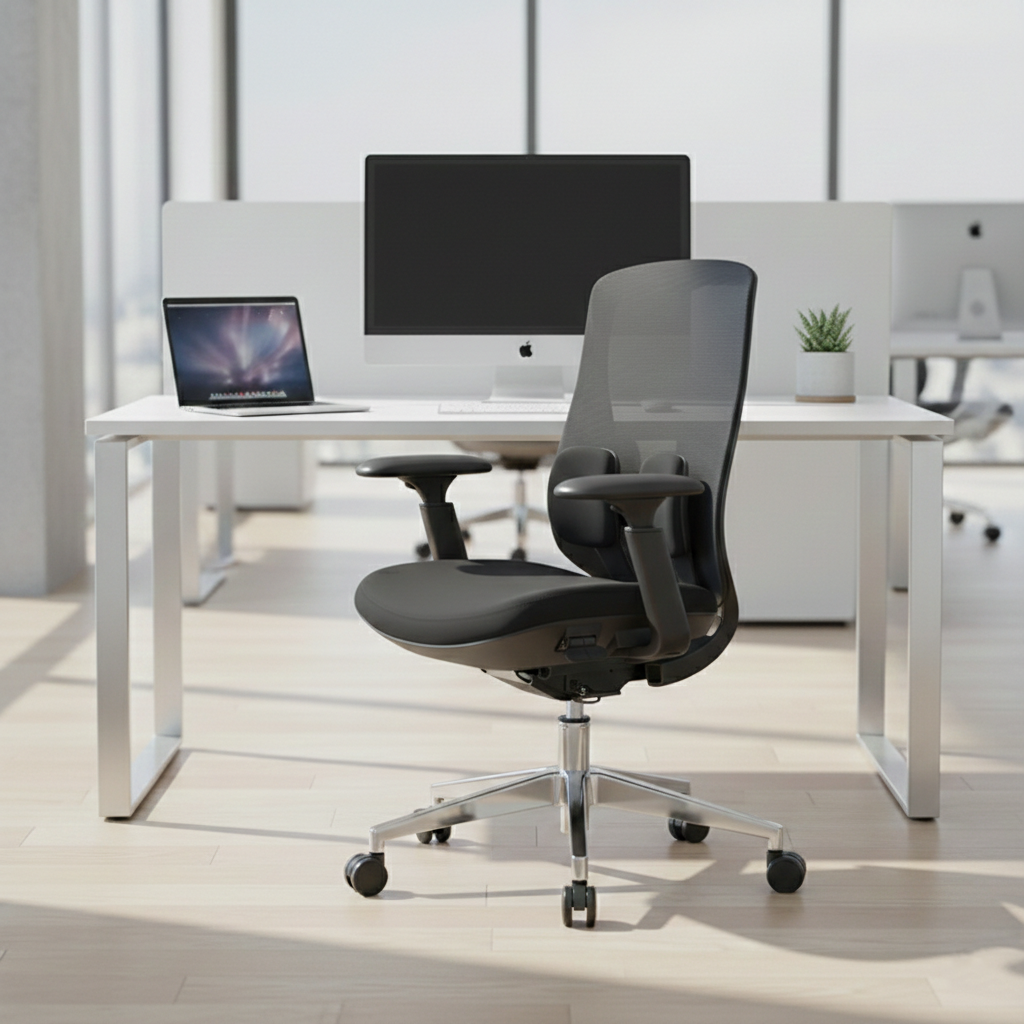 Long-Hour Comfort Ergonomic Office Chair - High-Resilience Seat Silent Casters & Aluminum Base Desk Chair For Home Office