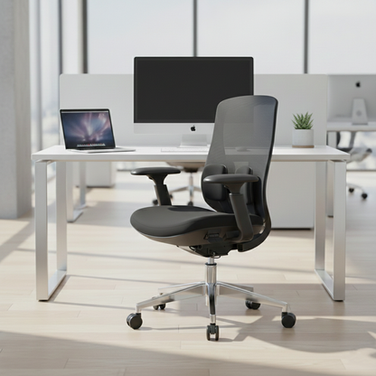 Long-Hour Comfort Ergonomic Office Chair - High-Resilience Seat Silent Casters & Aluminum Base Desk Chair For Home Office