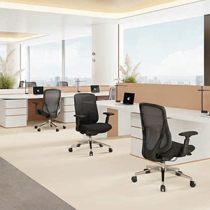 Long-Hour Comfort Ergonomic Office Chair - High-Resilience Seat Silent Casters & Aluminum Base Desk Chair For Home Office