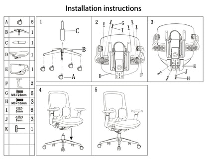 Long-Hour Comfort Ergonomic Office Chair - High-Resilience Seat Silent Casters & Aluminum Base Desk Chair For Home Office