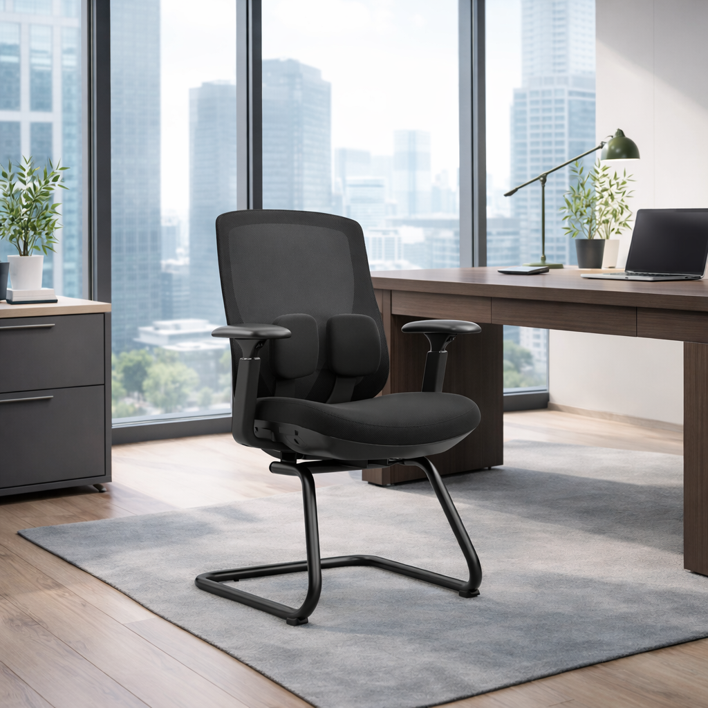 Saddle-Base Office Chair - 4D Adjustable Armrests & Adaptive Lumbar Support Mesh Conference Desk Chair For Home Office